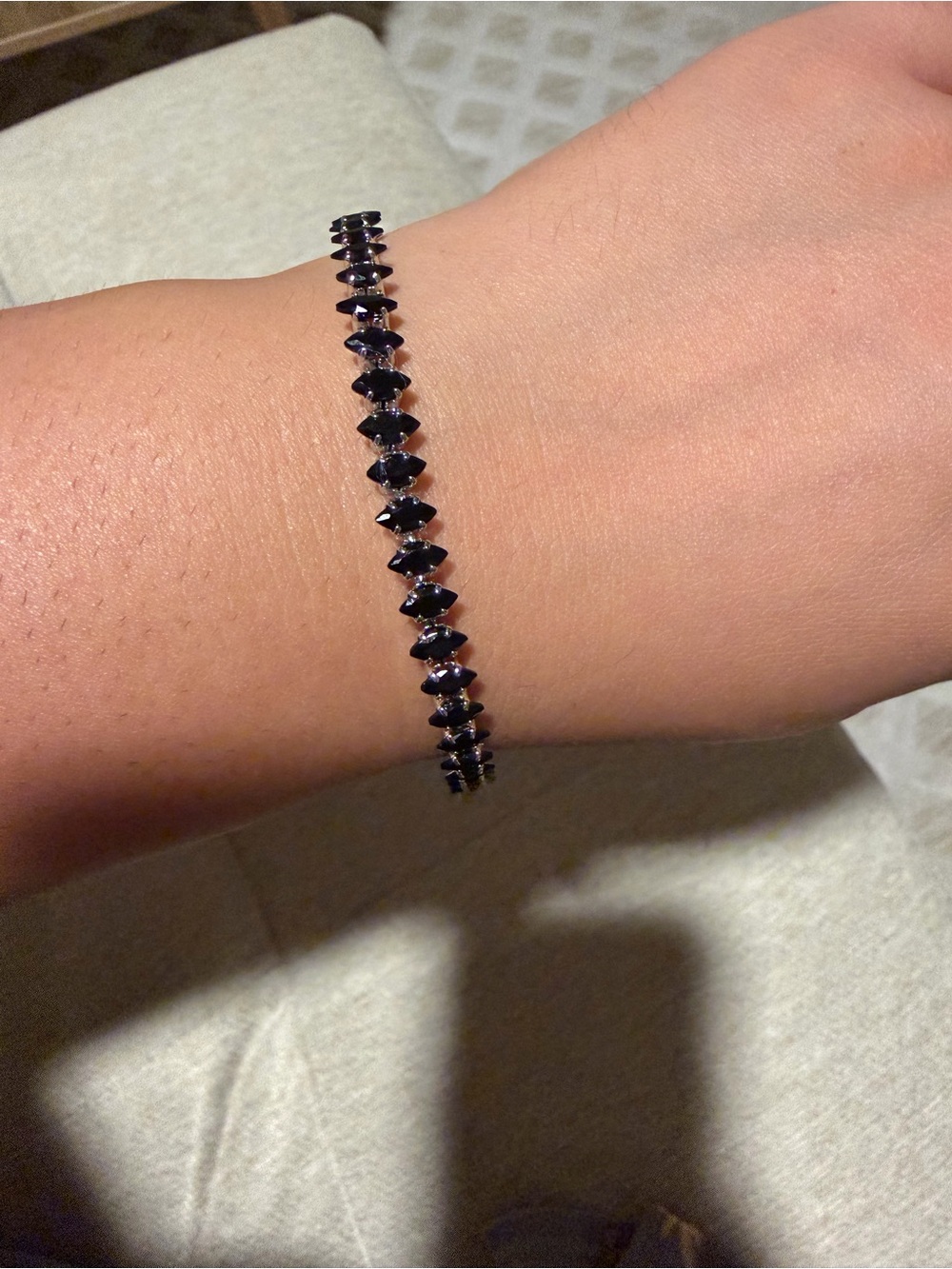 Elegant Black Crystal Line Bracelet - Unbranded